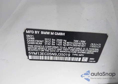 2022 BMW X3 M из США, поврежденный, VIN 5YM13EC05N9J35019
